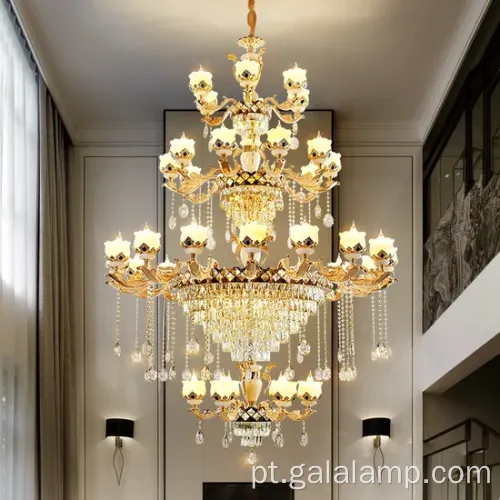 Lustre de cristal jade de luxo para a sala de estar da vila